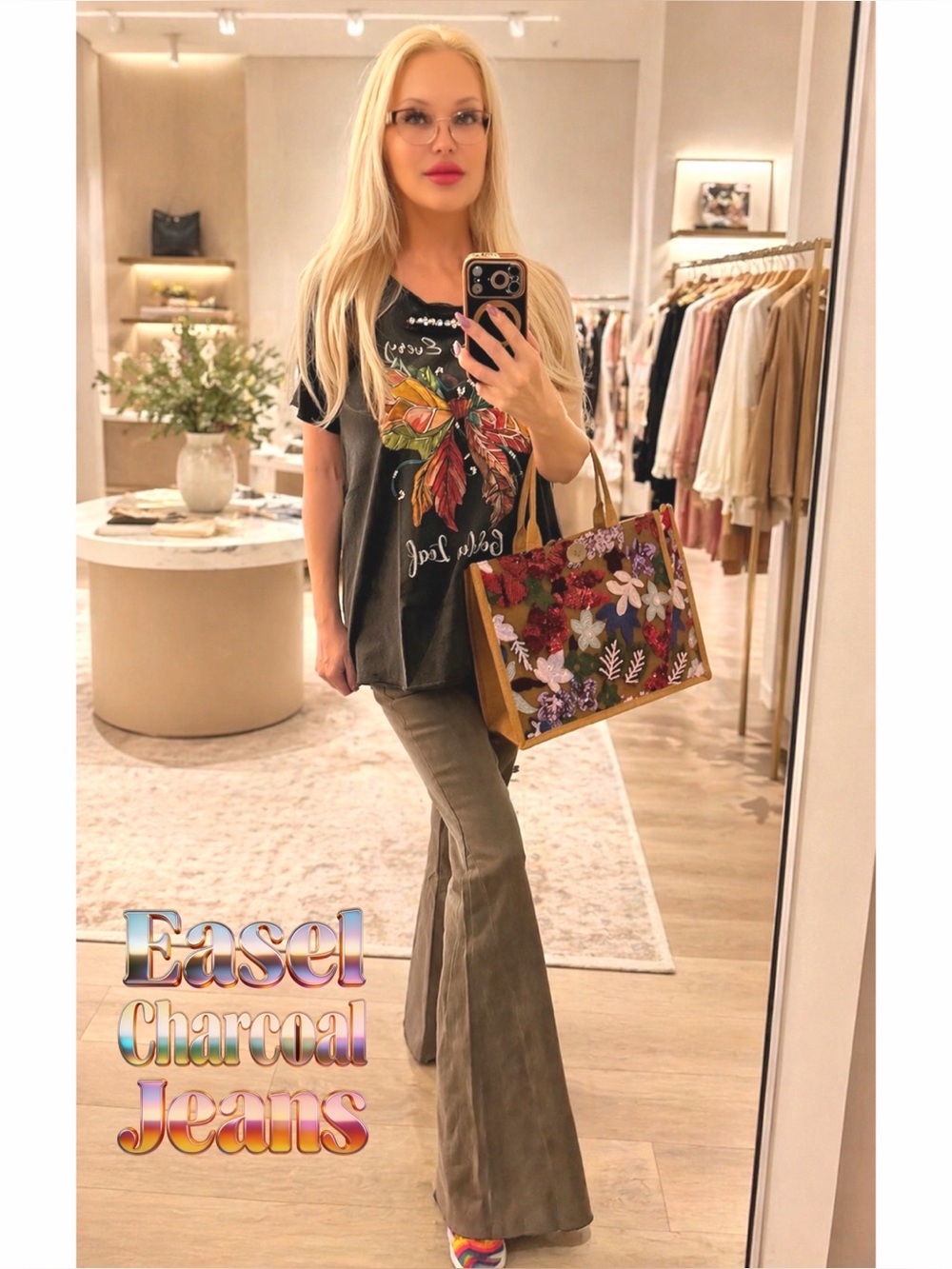 EASEL Stretchy Comfy Gray High Waist Flare Jeans!